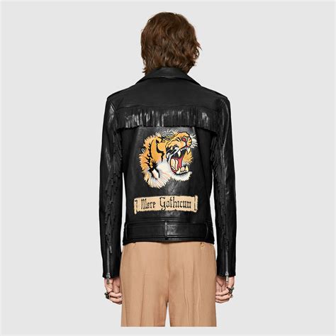 gucci leather jackets for men|gucci tiger leather jacket.